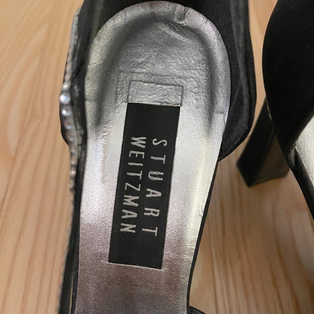 Vintage Stuart Weitzman Black & Crystal Pumps - Size 8 - Picture 6 of 10